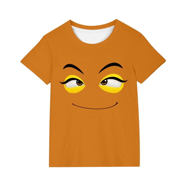 Jolis Hauts à Manches Courtes pour Enfants Garçons Filles T-Shirt Ample Décontracté à Imprimé d'Expression Uni