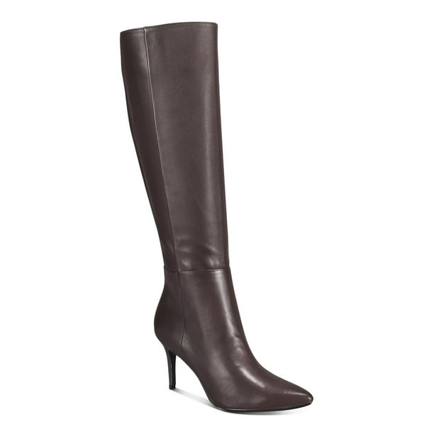 Calvin Klein Womens Karon Leather Tall Knee-High Boots Brown  Medium  (B,M) 