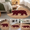 thumbnail image 5 of Round Rugs 3Ft, Red Black Plaid Bear Round Area Rug Washable Indoor Throw Carpet, Farmhouse Cabin Brown Wood Grain Small Non Slip Circle Rug for Bedroom Living Room Home Decor Aesthetic, 5 of 8