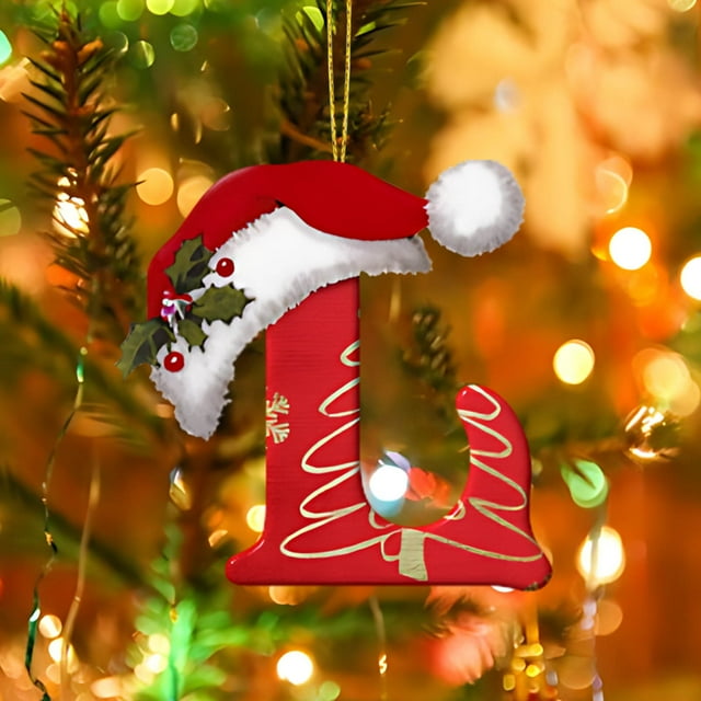 UsRHHA 26 Letters Christmas Tree Decorations, Personalized Acrylic Alphabet Pendants for DIY Holiday Decor, Xmas Hanging Ornaments Set