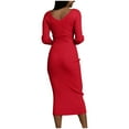 thumbnail image 6 of Women Casual Long Sleeve Bodycon Knit Sweater Dress Crew-Neck Slim Fit Mid Long Dress Basic Solid Color Dresses, 6 of 7