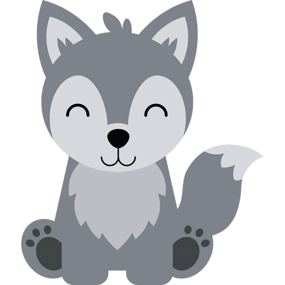 Cute Wolf Wolves Smiling Face Animal Customized Wall Decal - Custom Vinyl Wall Art - Personalized Name - Baby Girls Boys Kids Bedroom Wall Decal Room Decor Wall Stickers Decoration Size (40x20 inch)