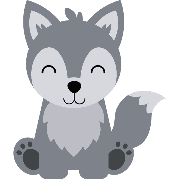 Cute Wolf Wolves Smiling Face Animal Customized Wall Decal - Custom Vinyl  Wall Art - Personalized Name - Baby