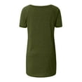 thumbnail image 4 of Lyinloo Women Fashion Plus Size Print V Neck Short Sleeved Long T-shirt Blouse Green XXXXL, 4 of 5