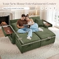 thumbnail image 5 of Muumblus Loveseat Sectional Sofa with 2 Storage Ottomans, Modular Cloud Couch with 2 Side Tables & USB, Plush Double Chaise Lounge Sofa Bed Indoor, Green Corduroy, 5 of 13