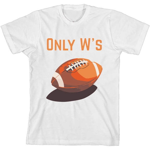 Only W's American Football Youth White Crew Neck Short Sleeve Tee-Medium