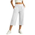 thumbnail image 2 of Endives Capri Pants for Women High Waist Stretchy Pull On Loose Walking Pants With Side Pockets Lightweight Straight Leg Crop Pants, 2 of 6