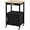 Black, variant on PRZL Small Kitchen Island on Wheels with Wood Top and Drawer, Trolley Cart with Open Shelf and Storage Cabinet for Dining Room, 22x18x35 Inches, Black