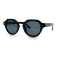 thumbnail image 6 of Mens Square Round Vintage Horn Rim Hipster Sunglasses All Black, 6 of 8