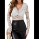 thumbnail image 2 of Blusas de Larga para Mujer, Elegantes, con Encaje de Crochet, Bordadas y Caladas, Moda 2025. M, 2 of 7