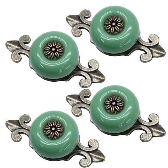 Minzimin 4pcs/10pcs Ceramic Knobs with Antique Bronze Back Plate | Vintage Cabinet Knobs, Decorative Drawer Pull Handles, For Closet & Cupboard