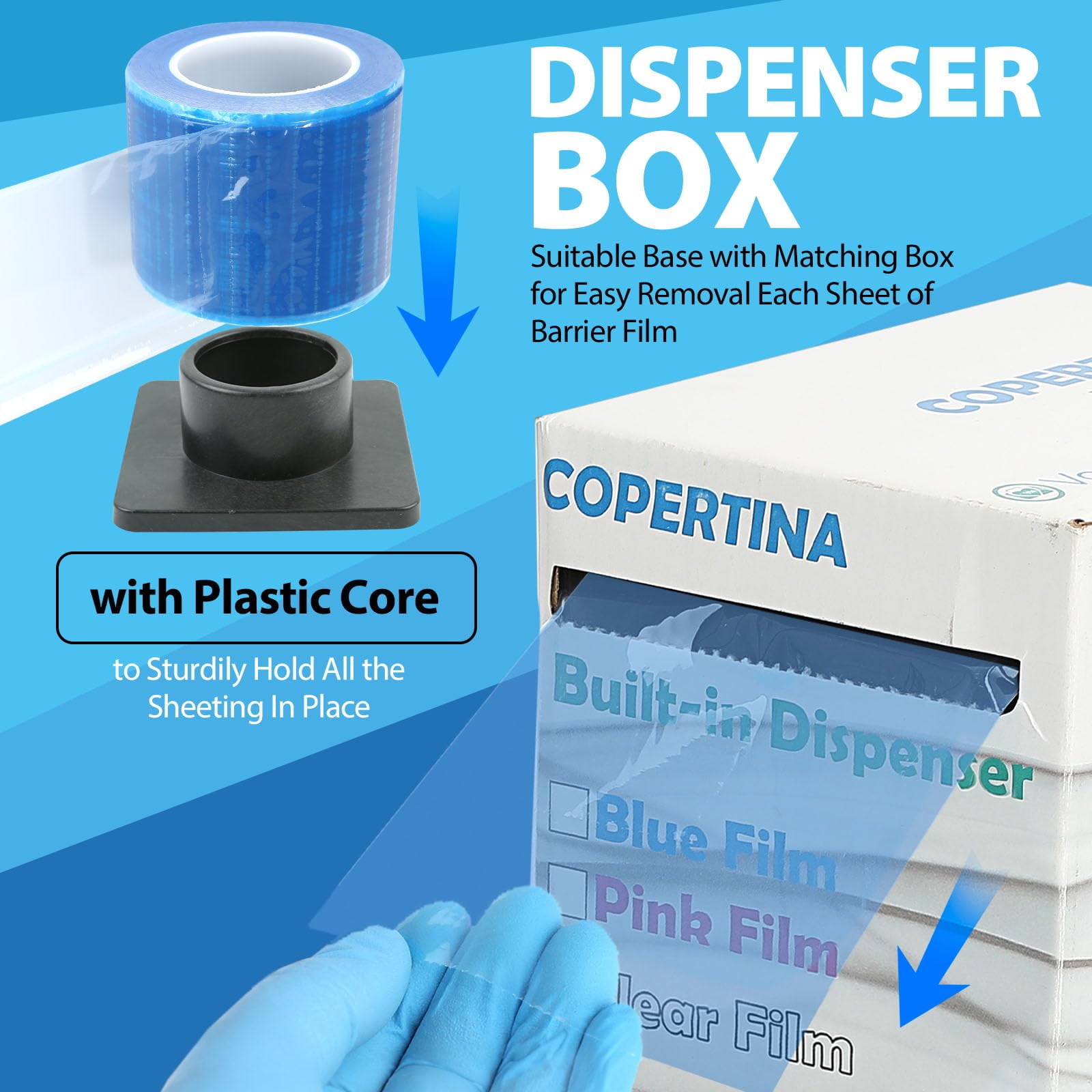 Dental Barrier Film Roll, 4 x 6 in, 9600 Sheets – Blue