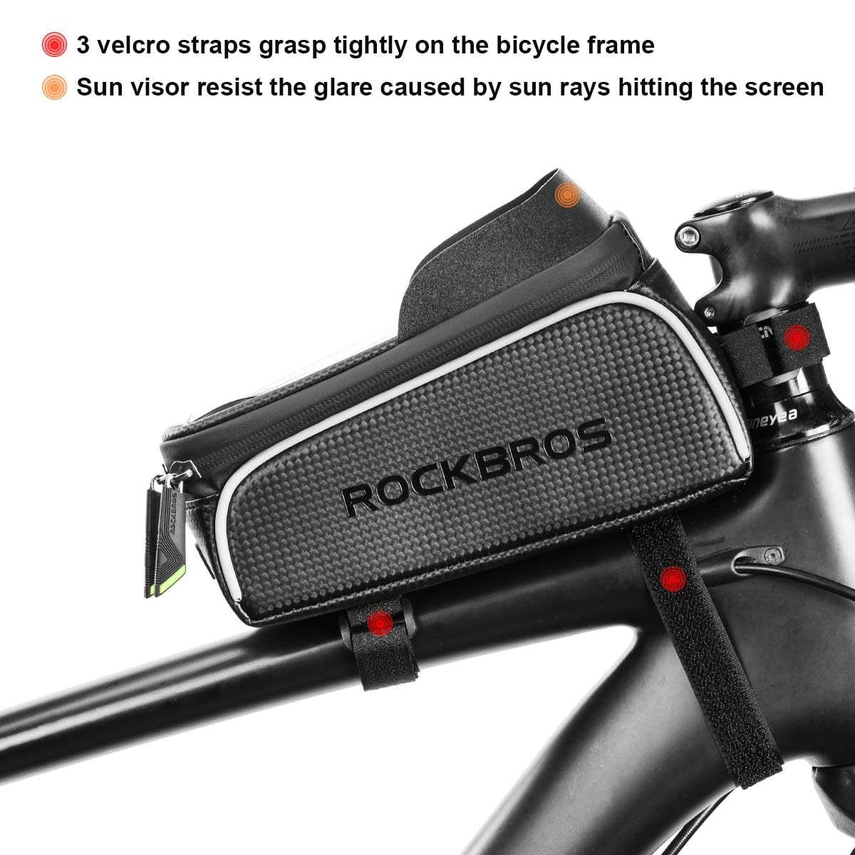 ROCKBROS Bike Bicycle Phone Front Frame Bag Waterproof Tube Bag Cycling Pouch Compatible Phone Under 6.5 Walmart