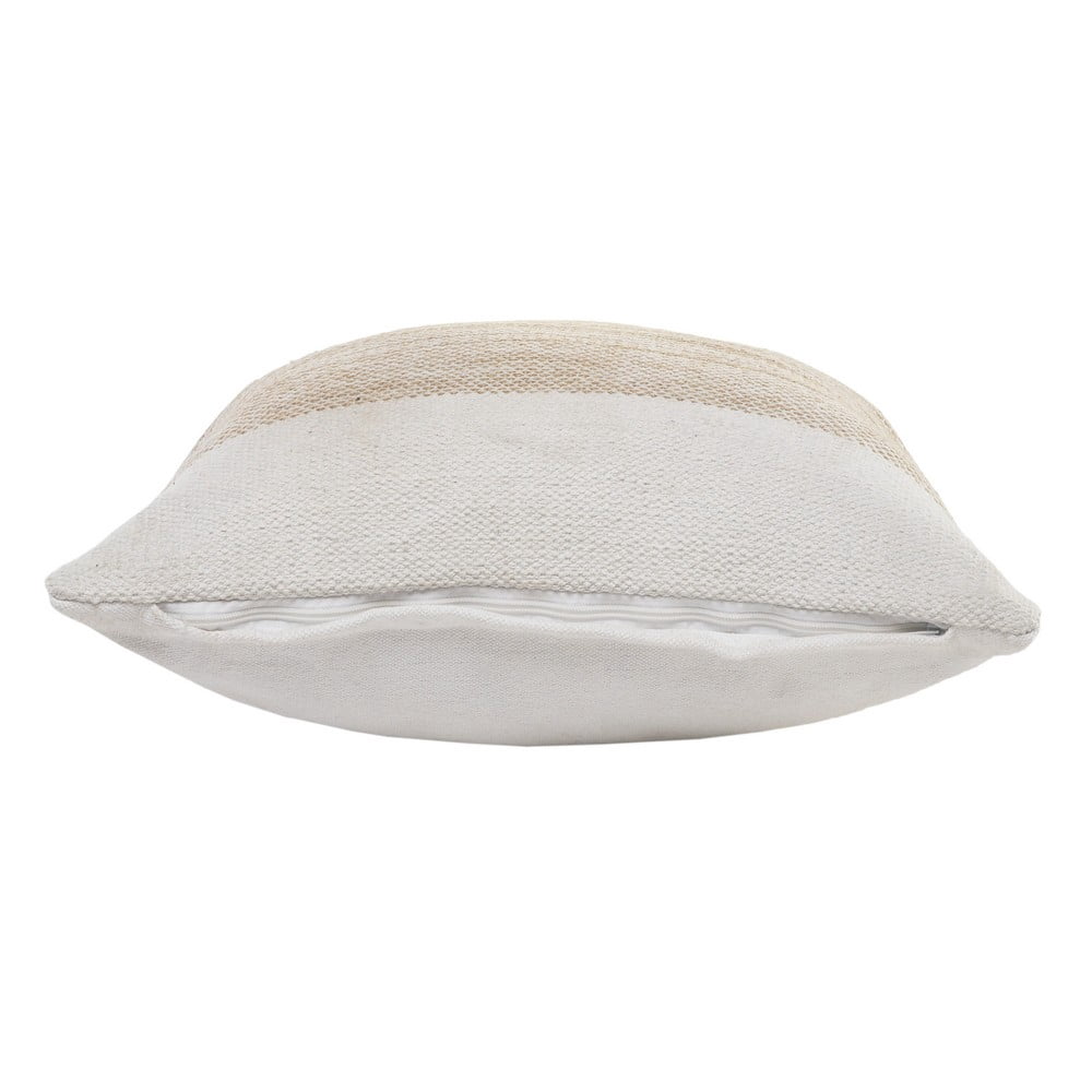 Laddha Home Designs Handwoven Striped Cotton Throw Pillow Cover - 20" - Beige and White