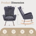 thumbnail image 3 of Tappio Upholstered Rocking Chair, Nursery Glider Rocker Rocking Accent Chair Padded Seat with High Backrest, Accent Armchair Comfy Side Chair for Living Room, Bedroom, Office, Dark Gray, 3 of 8