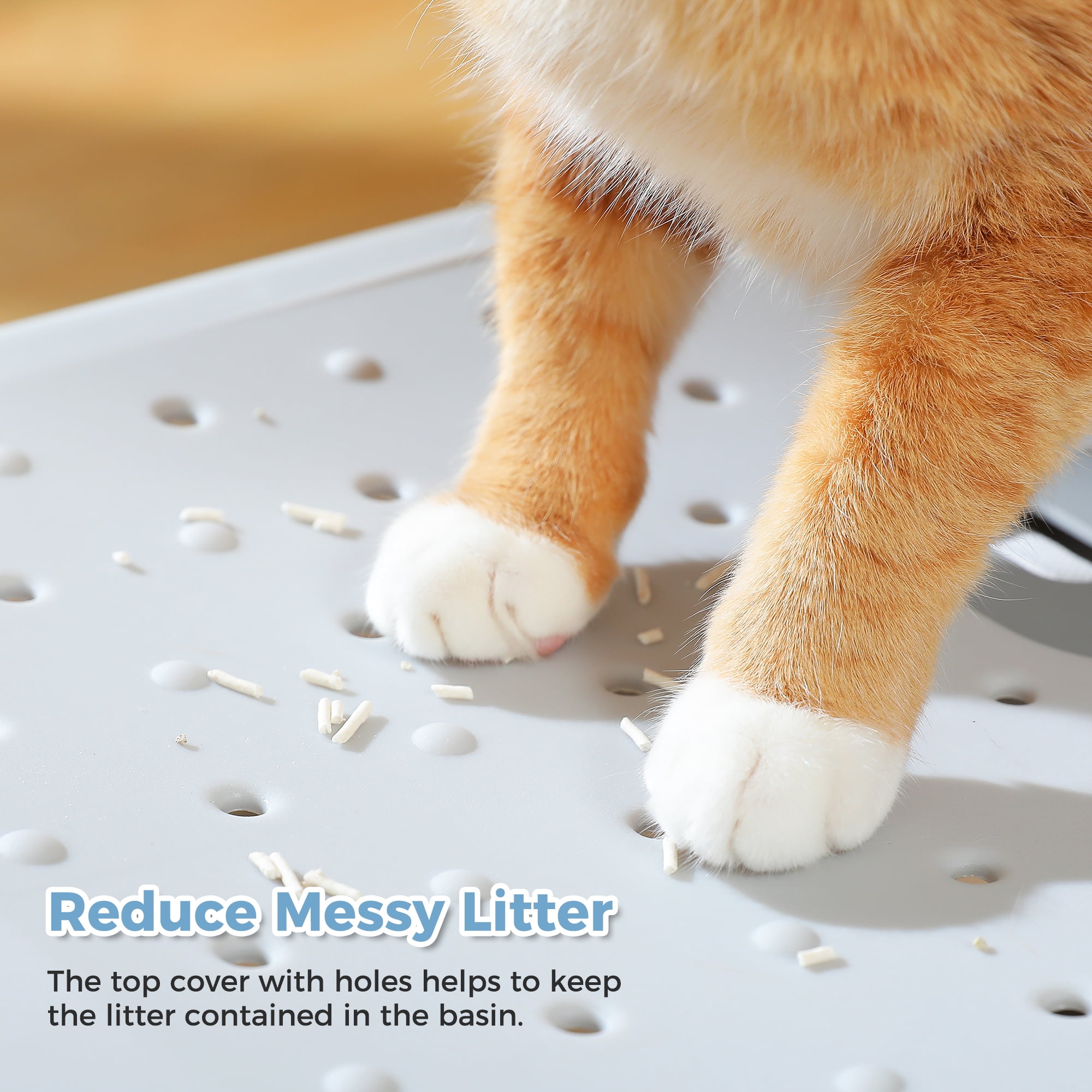 PAWZ Road Stainless Steel Litter Box, Enclosed Large Cat Litter Box with Scoop, Odor Control Easy Clean, Gray