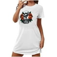 thumbnail image 3 of Halloween T Shirt Dress for Women Skull Graphic Short Sleeve Casual Loose Fall Tunic Dress Funny Holiday Outfit, 3 of 3