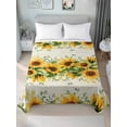 thumbnail image 4 of Sunflower Flat Sheet Only Twin Size, Soft Breathable Bed Top Sheets for Mattress, Country Botanical Yellow Green Floral Leaf Luxury Bedding Flat Sheets for Home Hotel Bedroom Bed Protection, 4 of 9