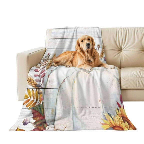 Fall Throw Blanket for Couch White Pumpkin Soft Fleece Flannel Blankets Cozy Lightweight Blanket for Home Sofa Living Room Thanksgiving Autumn Decor, Harvest Leaves Wood Grain Bed Throws 30" x 40"