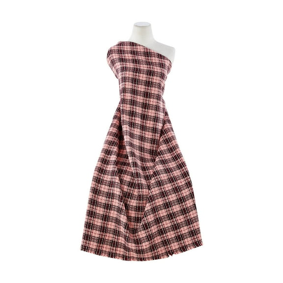 Zelouf Plaid Boucle  , Sewing, DIY, Crafts Fabric by the Yard, Coral/brown, 3 Yard