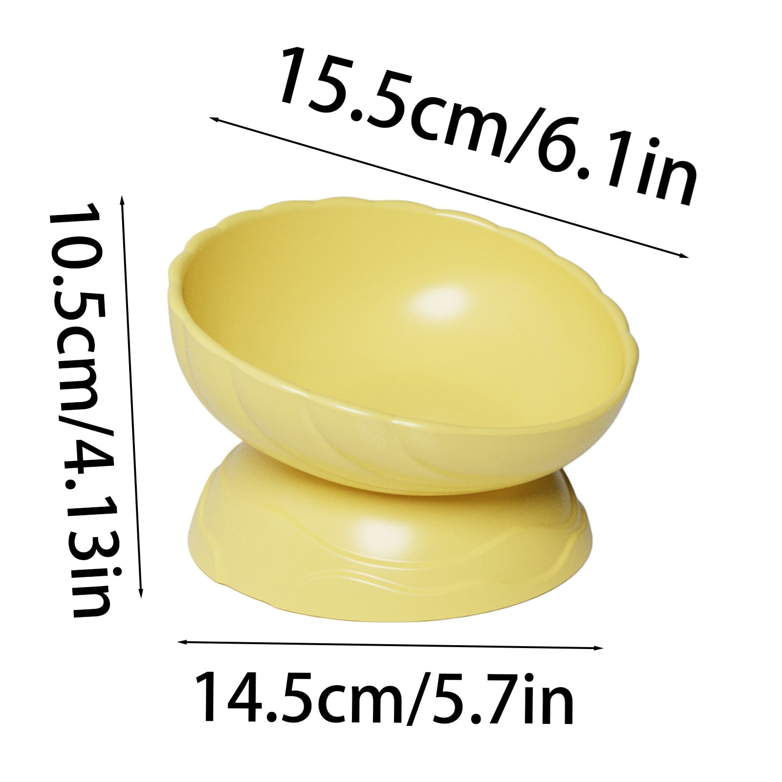 Elevated Cat Bowls Set – 6.1" Wide Ceramic Raised Cat Food & Water Bowls – 15° Tilted Whisker-Friendly Design – Dishwasher & Microwave Safe – Ideal for Indoor Cats & Small Dogs (Yellow, Durable Gift)