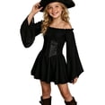 thumbnail image 3 of YUNLIUU Girls Off the Shoulder Pirate Dresses with Sash Two Piece Set Halloween Outfits for Girls,4-5 Years,2-Black, 3 of 6
