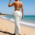 thumbnail image 5 of XIAOCHA Bikini And Cover Up Set For Women Halter Neck Triangle Top Drawstring Maxi Sarong Cover Ups Quick Drying Chic Beach Swimsuits, 5 of 9