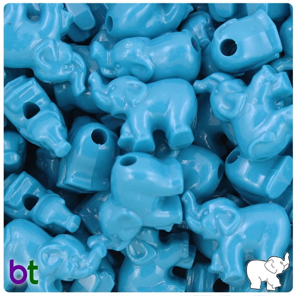BeadTin Dark Turquoise Opaque 25mm Elephant Pony Beads (24pcs)