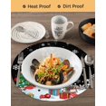 thumbnail image 3 of 13 Inch Round Placemats Set of 6, Black Snowman Christmas Non Slip Heat Insulation PP Table Mats, Gifts Xmas Tree Winter Snowflake Washable Place Mats for Kitchen Dining Party Table Decor, 3 of 7