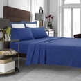 thumbnail image 1 of Juego de sábanas de franela Tribeca Living, tamaño doble, color azul oscuro liso, 1 of 1