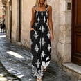 thumbnail image 6 of PBFRDSJ Boho Jumpsuit for Women Smocked Bodice Floral Cami Wide Leg Jumpsuit Summer Sleeveless Square Neck Loose Rompers with Pockets, 6 of 7