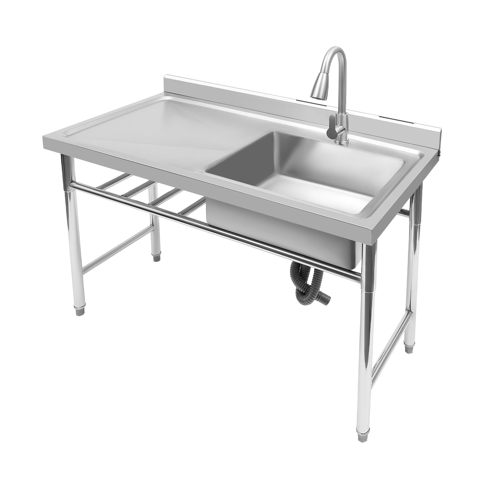 Stainless Steel Single Bowl Utility Sink, 47" x 24" x 32" Rectangular Prep Sink