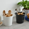 thumbnail image 3 of Retro Kitchen Utensil Holder Large Capacity Stainless Steel 4-Grids Spoon Fork Chopsticks Holder for Restaurant, 3 of 8