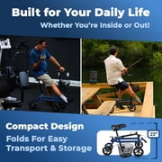 KneeRover Steerable Seated Kneescooter - Seated Mobility Walker with Gel Seat & Leg Rest, Blue