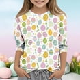 thumbnail image 2 of Favoffer Easter Girls Bow/Flower Graphic Fashion Tee 3/4 Sleeve Cute Round Neck Regular Fit Top for Easter Egg Hunt, Casual Play, Spring Photo Gift 3-13Y, 2 of 5