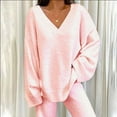 thumbnail image 5 of Outfmvch Lounge Sets For Women Womens Loungewear Set Ladies' Solid Color Comfort Collar Casual Daily Home Warm Two Piece Set Women'S Pajama Sets Pink Xl, 5 of 5