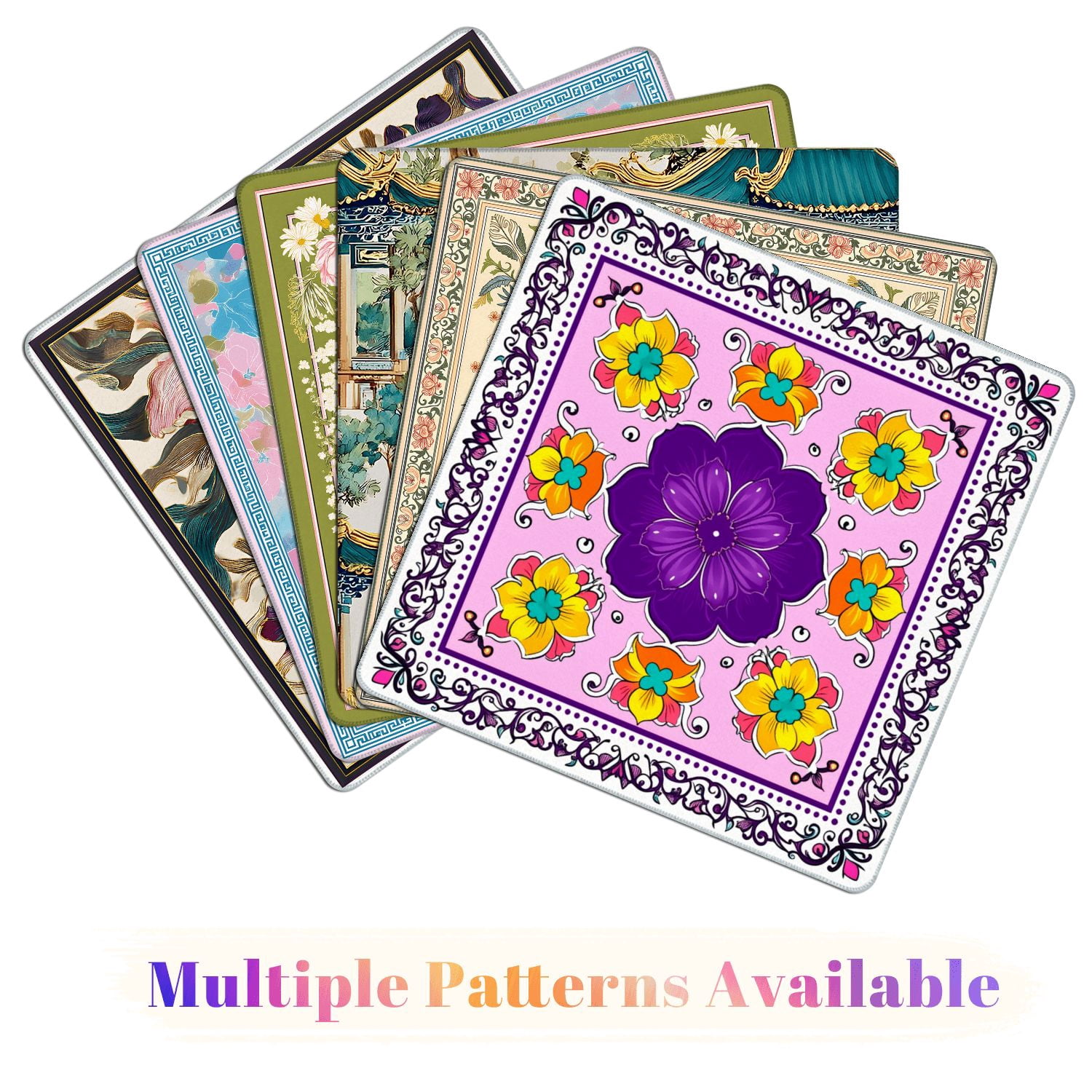 Mahjong Mat 31.5" x 31.5" Ornamental Floral Mandala Purple Center Flower Yellow Blossoms Non-Slip Noise Reduction American Mahjong Tiles Table Cover for Dominoes Poker Card Board Games Gift