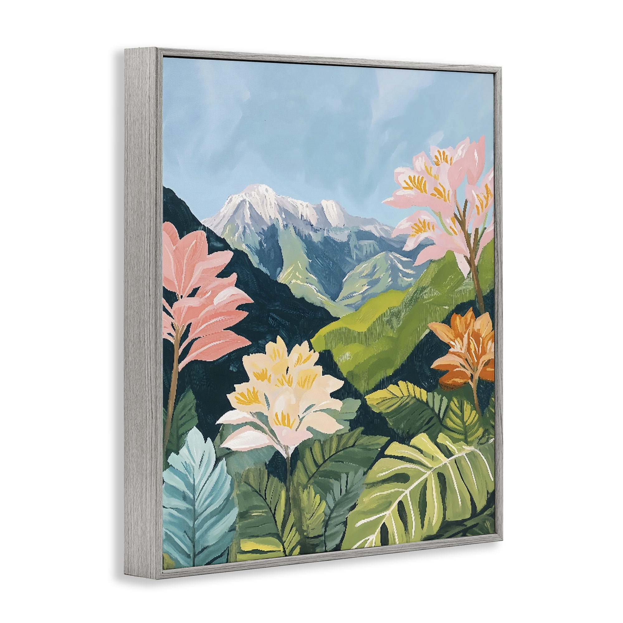 Stupell Industries Tropical Mountain Landscape Gray Framed Giclee Art, design by The Prints Vibe