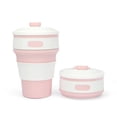 thumbnail image 1 of Taza de café plegable exprimible conveniente rosada de la taza 350ml del silicón de la taza del agua plegable, 1 of 5