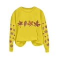thumbnail image 5 of FRSASU Fall Sweatshirts for Women Embroidered Tops Leaf print Crewneck Sweatshirt Casual Long Sleeve Pullover Yellow, 5 of 5