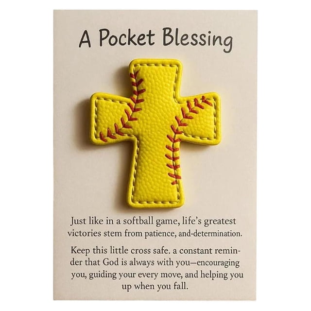 Lttoisl A Pocket Blessing Baseball Football Softball Cross Edition Card - Handmade Inspirational Message for Athletes, Coaches, Game Day Encouragement, Philippians 4:13