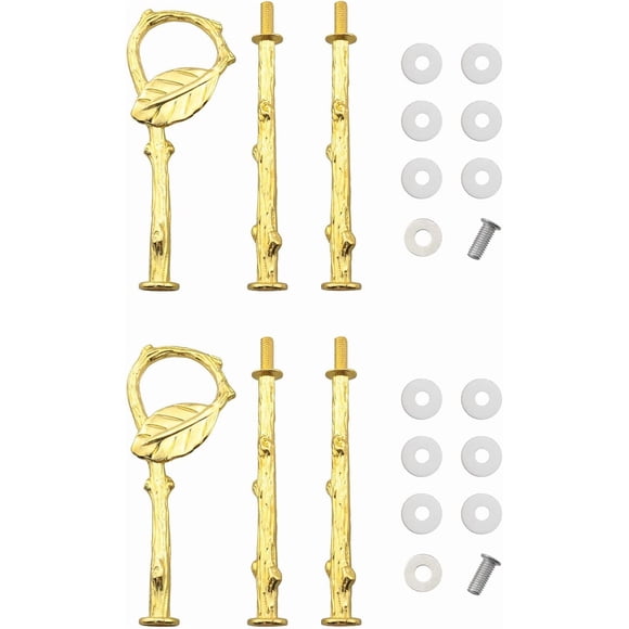 2PCS 3-Level Leaf-Shaped Cake Stand 3 Tier Cupcake Stand Hardware Handles with Screws and Flat Washers for Party Wedding Display Stand, Golden