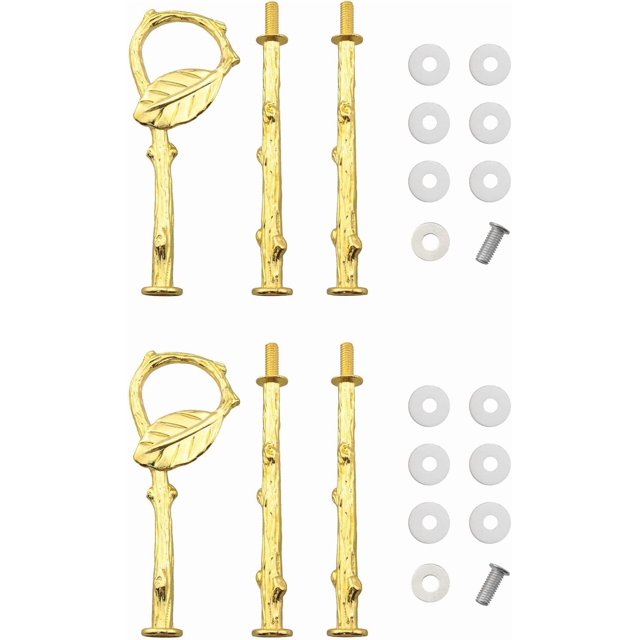2PCS 3-Level Leaf-Shaped Cake Stand 3 Tier Cupcake Stand Hardware Handles with Screws and Flat Washers for Party Wedding Display Stand, Golden
