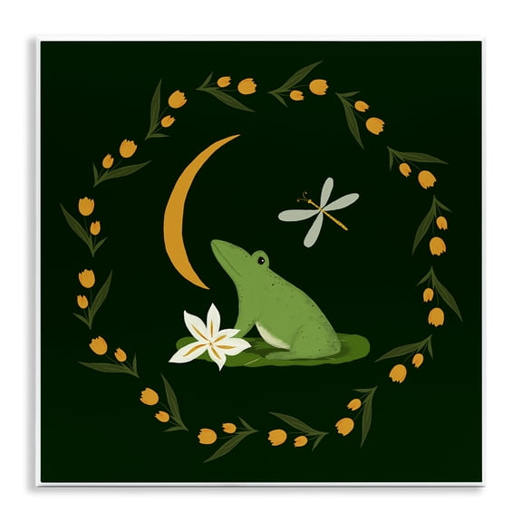 Stupell Industries Eclectic Frog & Moon Garland Wall Plaque Art, 12 x 12, by Michelle Ingari Designs