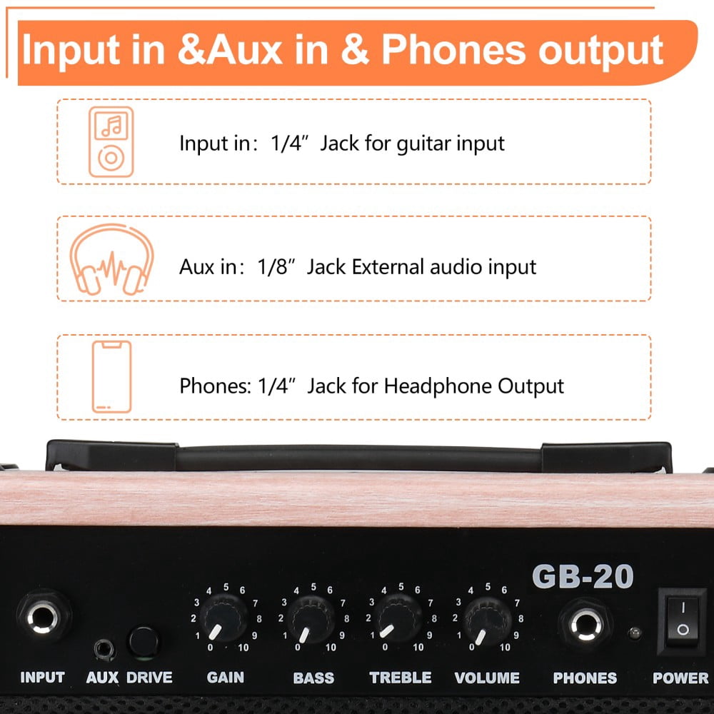 20W Electric Bass Guitar Amplifier, Natural Color