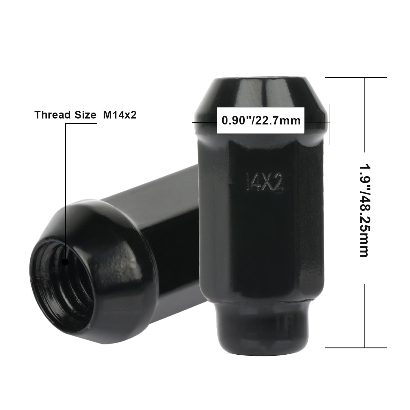 cciyu Set of 24 Black Spline Wheel lug Nuts 14x2 Closed End 1.9 Inch Tall 3/4 Drive Hex Size for Ford Expedition/for F-150/for F-150 Heritage for Lincoln Mark LT/Navigator 1997-2014