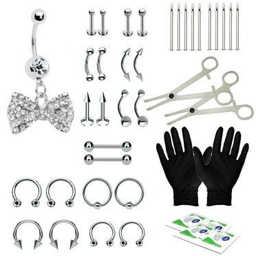 BodyJ4You 36PCS Professional Piercing Kit Stainless Steel 14G 16G Belly Ring Tongue Tragus Nipple Lip Nose Jewelry