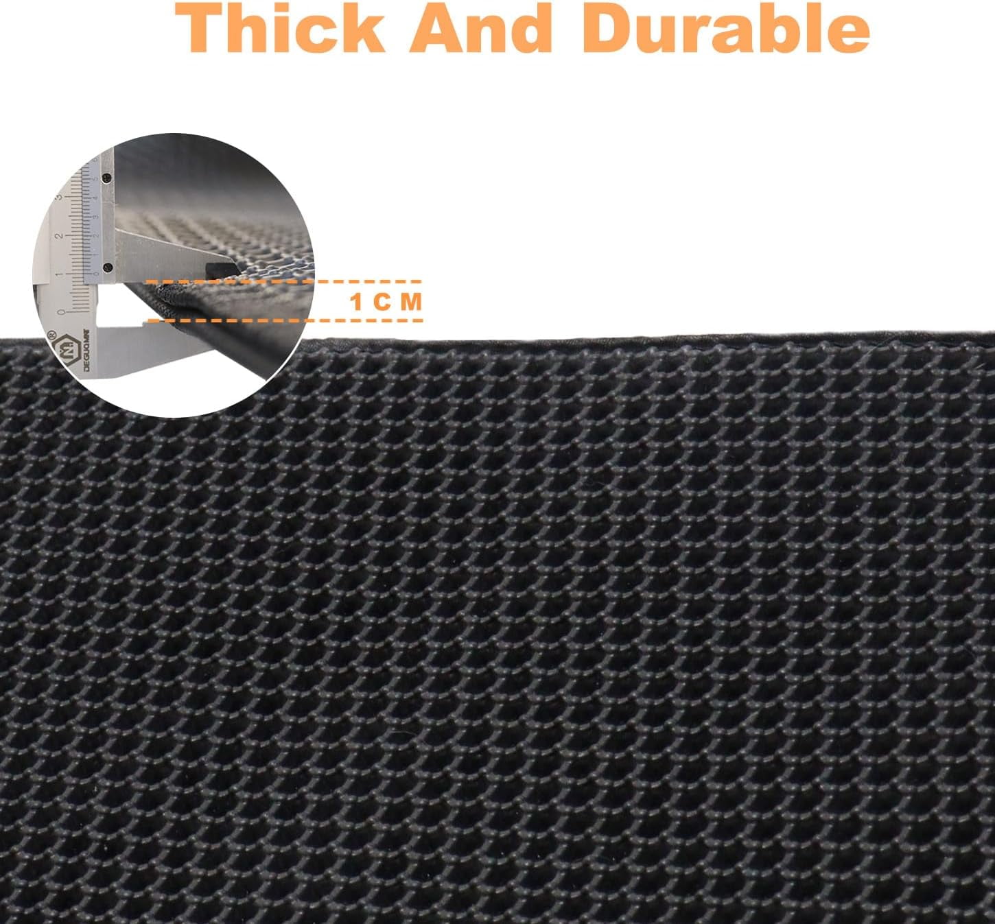 Cat Litter Mat,45"x32" Extra Large Cat Litter Box Mat,Honeycomb Double Layer Kitty Litter Trapping Mat,Soft EVA Material,Urine & Waterproof,Scatter Control,Easy Clean,Washable(Black)