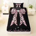 thumbnail image 3 of Manfei Cheetah Print Bowknot Twin Sheet Sets 3pcs for Girls Women,Kids Teens Bling Crystal Sequins Bedding,Super Cozy Room Decor, 3 of 5