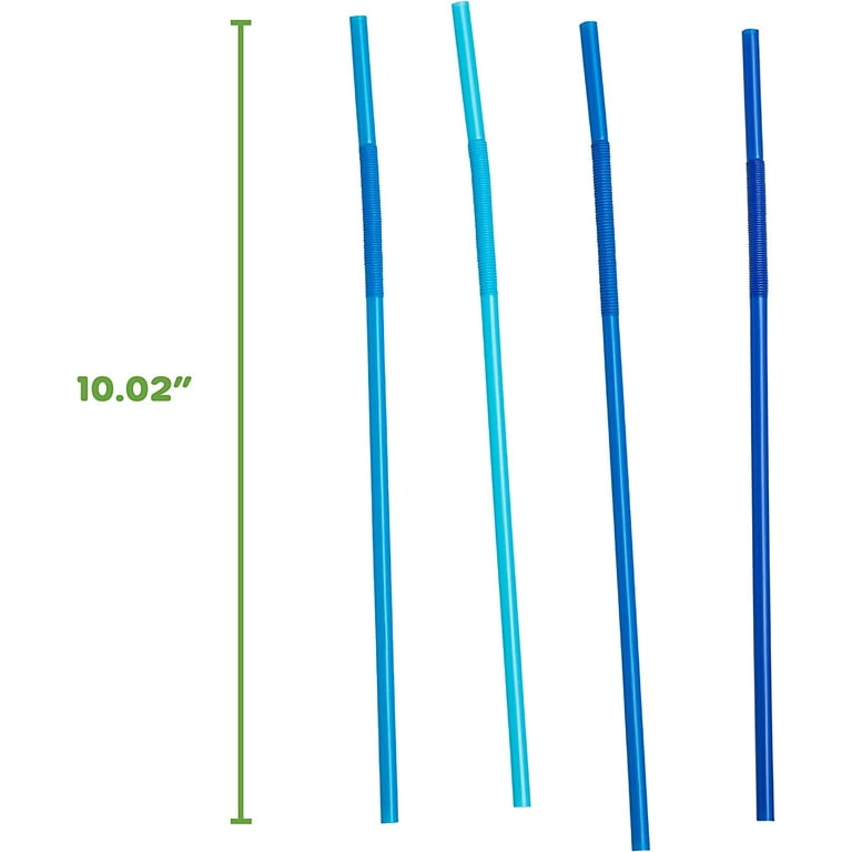 Comfy Package [500 Pack] Flexible Disposable Plastic Drinking Straws - 7.75 inch High - Assorted Colors Striped